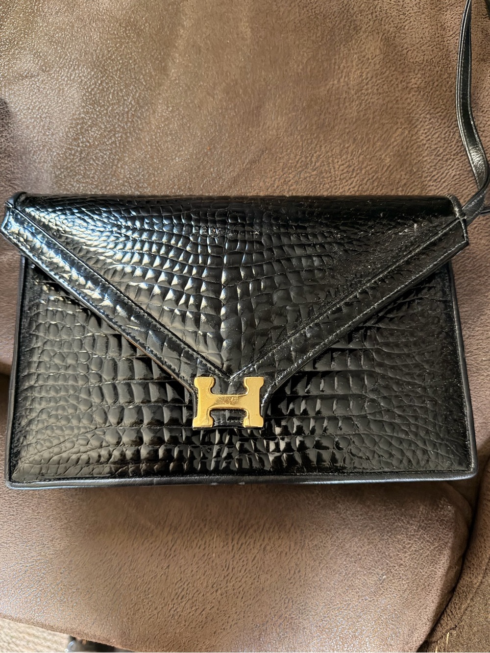 Vintage Meyers Croc-Embossed Envelope Shoulder Bag